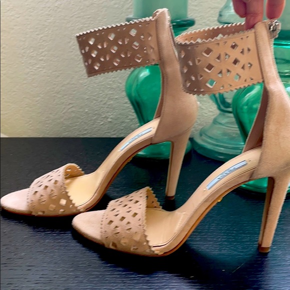 Prada Nude Suede Cutout Ankle Strap Sandals Shoes - Picture 2 of 6